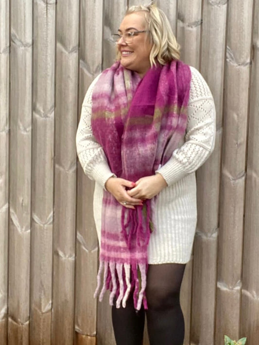 Check chunky scarf Pink